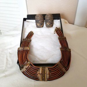 Brown & Black choker with earrings